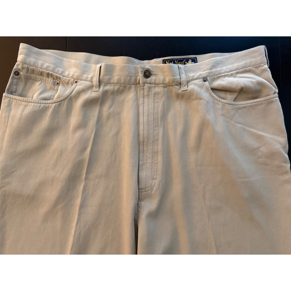Nat Nast Silk Blend Chino Pants Mens 40x29‎ Beige Cuffed Khaki Resortwear